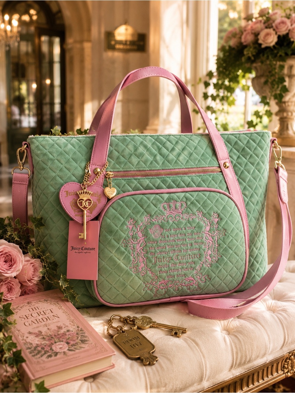 Juicy Couture Juicy Tale Weekender Exclusive in Retro Green and Pink